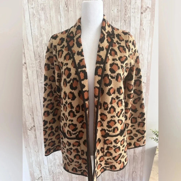 Animal Print Open Front Cardigan - Picture 1 of 3